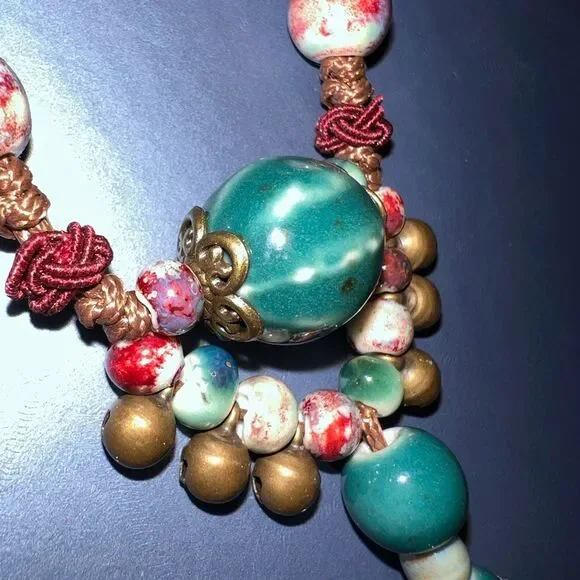 🩵 NEW Artisan Turquoise and Gold Beaded Necklace 🩵 - Picture 4 of 5